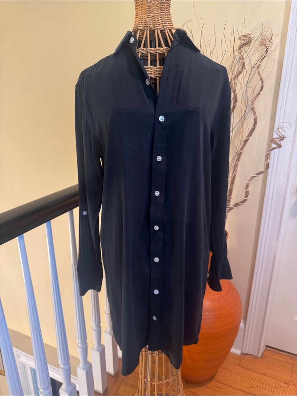 Emily Phillips tencel black shirt dress made in USA